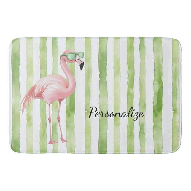 Green Pink Flamingo Badematte (Vorderseite)
