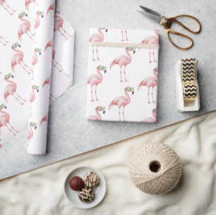 Green Pink Flamingo Birthday Geschenkpapier
