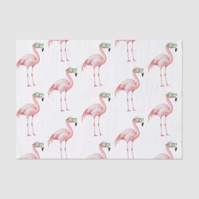 Green Pink Flamingo Birthday Seidenpapier (Vorderseite)