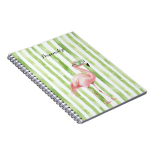 Green Pink Flamingo Notizblock