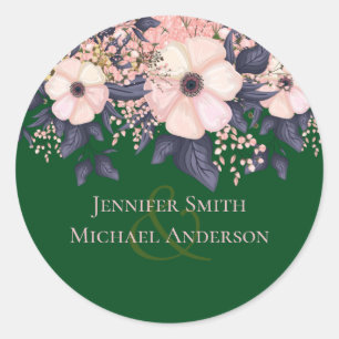 Green Pink Floral Wedding Budget Runder Aufkleber