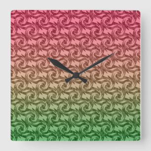 Green pink gradient quadratische wanduhr