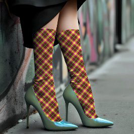 Green Pink Kariert Pasta Muster Vintag Art Tartan Socken