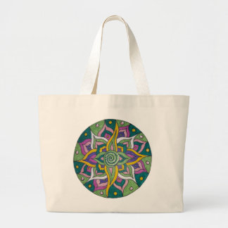 Green/Pink Lotus Mandala Tote Bag Jumbo Stoffbeutel