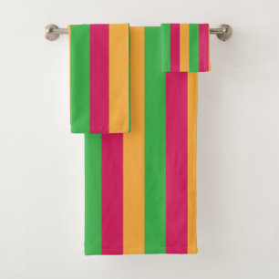 Green Pink Orange Muster für vertikale Streifen Badhandtuch Set