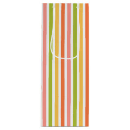 GREEN PINK ORANGE YELLOW STRIPES GESCHENKTÜTE FÜR WEINFLASCHEN