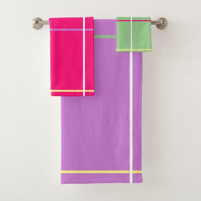 Green Pink Purple Yellow Stripes   (En situation)