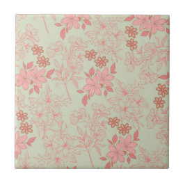 Green Pink Retro Y2K 70er Blume Muster Fliese