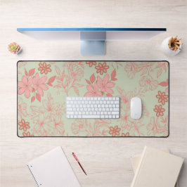 Green Pink Retro Y2K 70er Blume Muster Schreibtischunterlage