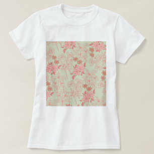 Green Pink Retro Y2K 70er Blume Muster T-Shirt