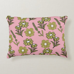 Green Pink Retro Y2K Funky Hippie Blume Muster Dekokissen