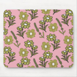 Green Pink Retro Y2K Funky Hippie Blume Muster Mousepad