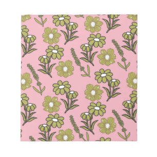 Green Pink Retro Y2K Funky Hippie Blume Muster Notizblock