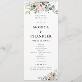 Green Pink Rose Hochzeitsprogramm Programm