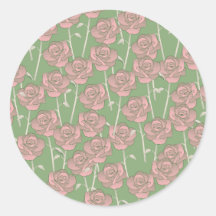 Green Pink Rose Retro Y2K 70er Blume Muster
