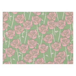 Green Pink Rose Retro Y2K 70er Blume Muster Tischdecke