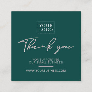 Green & Pink Simple Business Thank you Insert Quadratische Visitenkarte
