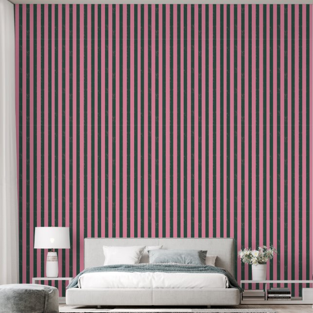 Green & Pink Vertical Stripe Tapete (Schlafzimmer)