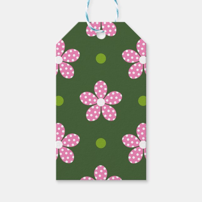 GREEN PINK WHITE DAISY BLUME GESCHENKANHÄNGER (Vorderseite)