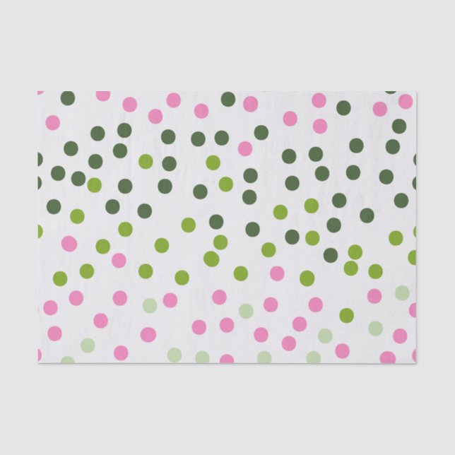 GREEN PINK WHITE POLKA DOTS SEIDENPAPIER (Vorderseite)
