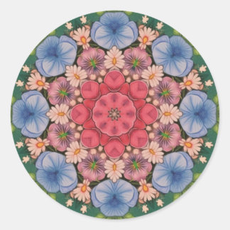 ~ Green Pink Yellow Blue Kaleidoskop 3D Runder Aufkleber