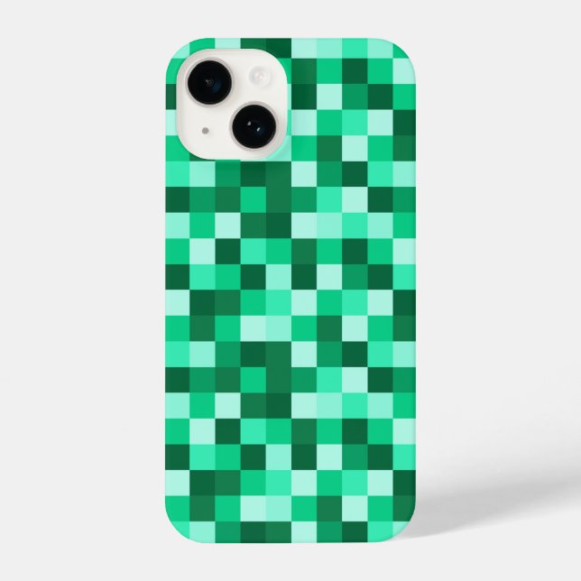 Green Pixels Cell Phone Case Minecraft Print iPhone 14 Hülle (Rückseite)