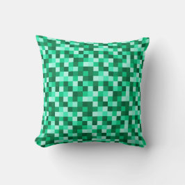 Green Pixels Minecraft Inspired Print Throw Pillow Kissen