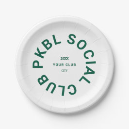 Green PKBL Social Club Wappen Pickleball Pappteller