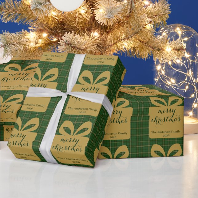 Green Plaid Christmas Festive Pattern -  Geschenkpapier (Feiertage)