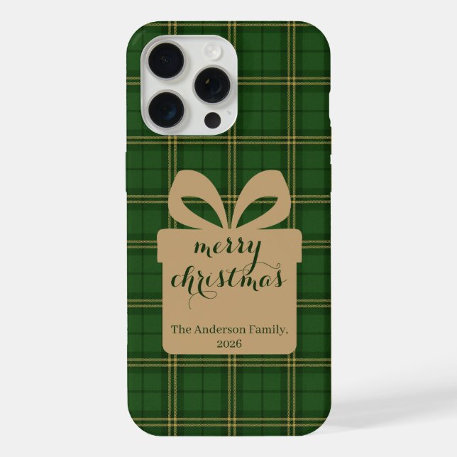 Green Plaid Christmas Festive Pattern -  iPhone 15 Pro Max Hülle (Rückseite)