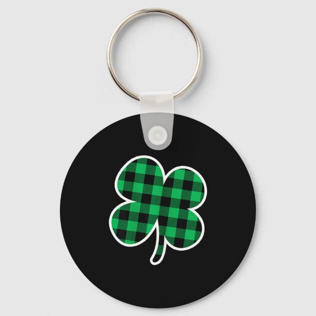 Green Plaid Clover St Patricks Day Women Shamrock  Schlüsselanhänger (Vorderseite)