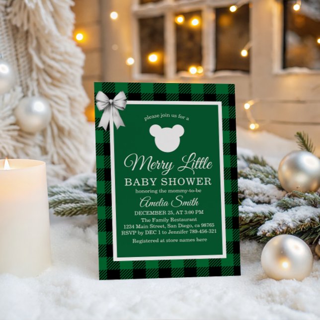Green Plaid Merry Little Baby Shower Invitation Einladung (Von Creator hochgeladen)
