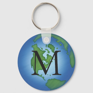 Green Planet Earth Environmental Monogramed Schlüsselanhänger