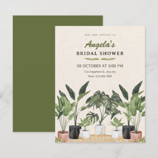 Green plants bridal shower einladung