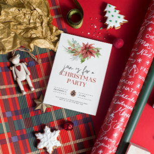 Green Poinsettia Noël Fête Invitation