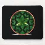 Green Pointed Star Fractal With Copper Frame Mousepad<br><div class="desc">Green Pointed Star Fractal With Copper Frame - Mouse Pad 
Black Background</div>