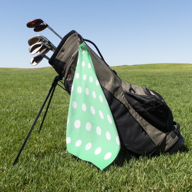 Green Poka Dots Golfhandtuch (Gras)