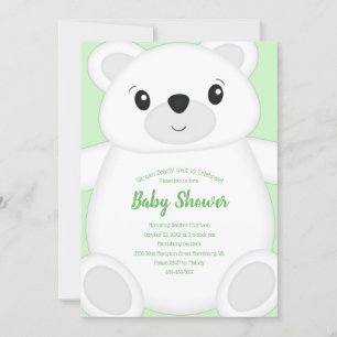 Green Polar Bear Baby Dusche Einladung