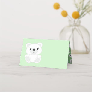 Green Polar Bear Baby Dusche Platzkarte