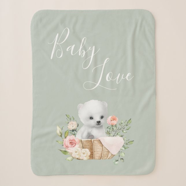 Green Polar Bear Baby Liebe Sherpadecke (Vorderseite)