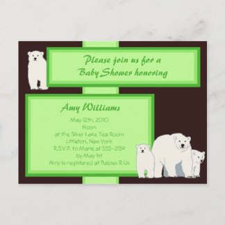 Green Polar Bears Postcard Dusche Einladung