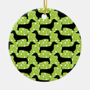 Green Polka-Dackeln Keramik Ornament