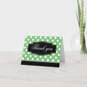 Green Polka Dot Black Frame Danke Karte