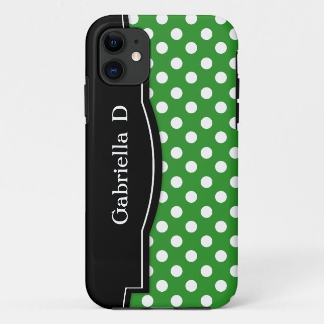 Green Polka Dot Black Frame iPhone 5 coque (Dos)