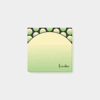 Green Polka Dot Black Script Name Post-It Notizen