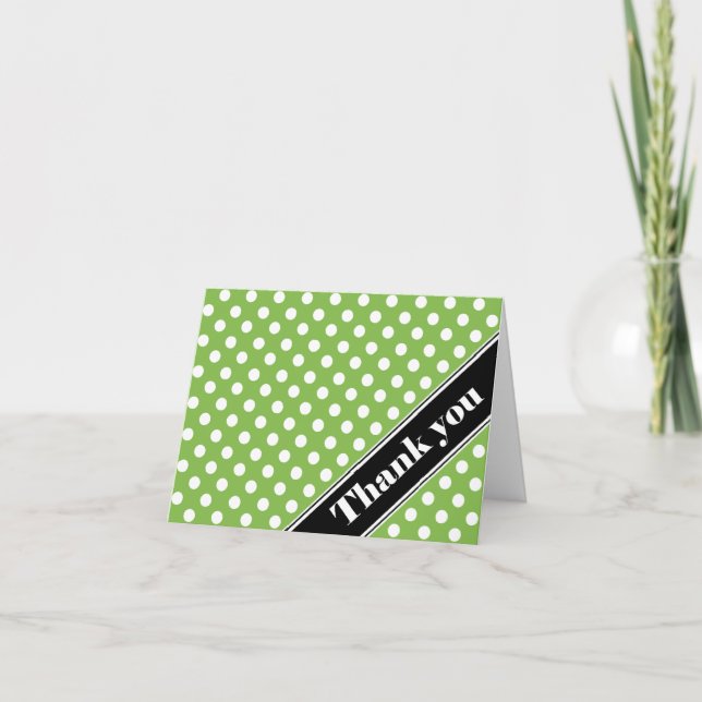 Green Polka Dot Black Strip Vielen Dank Karten (Vorderseite)