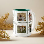 Green Polka Dot Christmas Bow Familie Foto Collage Zweifarbige Tasse<br><div class="desc">Feiern Sie die Feiertage mit unserer "Eleganten Weihnachtsbäume präsent Foto Collage Tasse". Diese Tasse ist die perfekte Mischung aus Eleganz und Launen, um Ihre Erinnerungen in einer angenehmen und festlichen Art und Weise zu präsentieren. Das Design besticht durch sein elegantes Motiv aus Weihnachtsbäumen und Ribbon, das eine Touch raffinierten Charmes...</div>