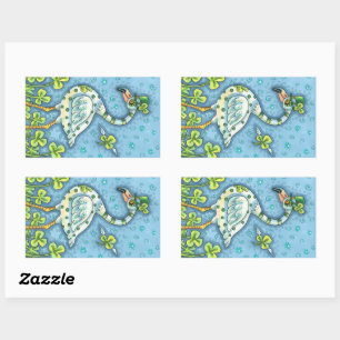 GREEN POLKA DOT FLAMINGO, FUNNY ST. PATRICK'S DAY RECHTECKIGER AUFKLEBER