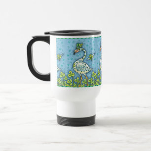 GREEN POLKA DOT FLAMINGO, FUNNY ST. PATRICK'S DAY REISEBECHER