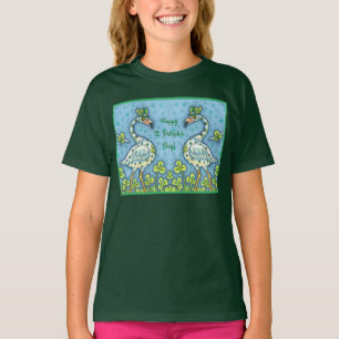GREEN POLKA DOT FLAMINGOS, FUNNY ST. PATRICK'S DAY T-Shirt